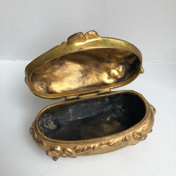 Antique Gold Floral Motif Jewelry/Trinket Box - Picture 3 of 4